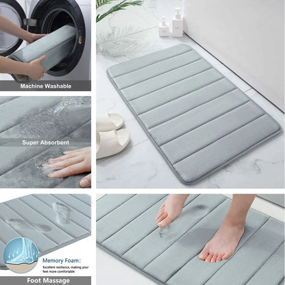 Luxury Comfort Bath Mat Sets: Memory Foam Magic for Your Bathroom - Ultra Absorbent and U-Shaped!