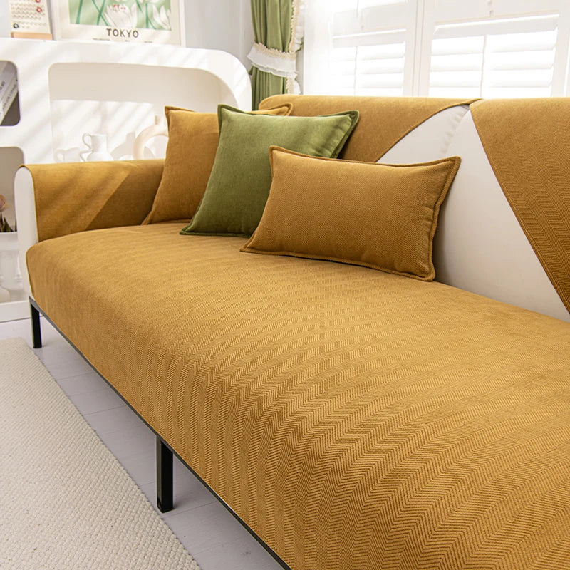 Chenille Elegance: Universal Sofa Cover with Non-Slip Design - A Chic Addition to Your Living Room Decor