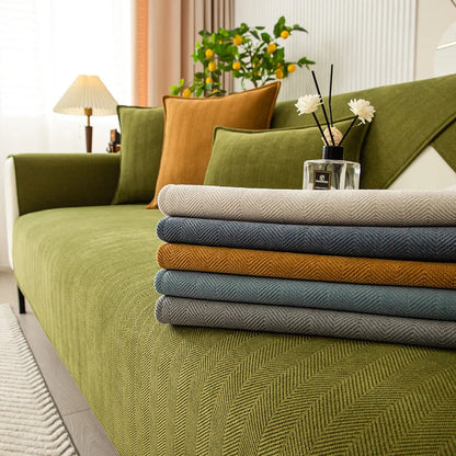 Chenille Elegance: Universal Sofa Cover with Non-Slip Design - A Chic Addition to Your Living Room Decor