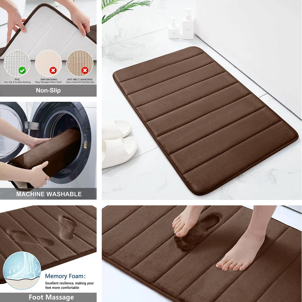 Luxury Comfort Bath Mat Sets: Memory Foam Magic for Your Bathroom - Ultra Absorbent and U-Shaped!
